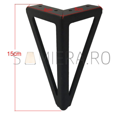 Piciorus metalic B035-15B, H=15cm, Negru Mat