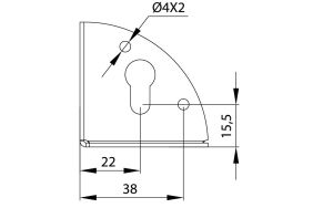 Set 4 buc., coltar 3 laturi, 47mm