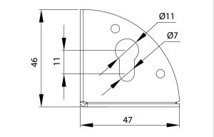 Set 4 buc., coltar 3 laturi, 47mm